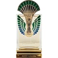 Maison Alhambra La Charmante by Maison Alhambra 100ml EDP — A perfume bottle with a gold and green peacock-inspired cap and ornate detailing on the front, displayed next to its matching dark teal box with art deco-inspired patterns and a deer emblem. | Maison Alhambra La Charmante by Maison Alhambra 100ml EDP — Botol