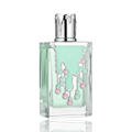 Maison Alhambra Sugar Me Candy Floss — A clear glass perfume bottle with a mint green liquid and a decorative silver and pink candy floss design, next to its matching mint green box with the same design. | Maison Alhambra Sugar Me Candy Floss — Botol kaca jernih dengan cecair hijau pudina dan reka bentuk gula-gula