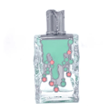 Maison Alhambra Sugar Me Candy Floss — A clear glass perfume bottle with a mint green liquid and a decorative silver and pink candy floss design, next to its matching mint green box with the same design. | Maison Alhambra Sugar Me Candy Floss — Botol kaca jernih dengan cecair hijau pudina dan reka bentuk gula-gula