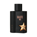 Maison Alhambra Galactic Man Elixir — Black perfume box and bottle with gold star accents and text, set against a white background. | Maison Alhambra Galactic Man Elixir — Kotak dan botol minyak wangi hitam dengan aksen bintang emas dan teks, berlatar belakang putih.