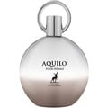 Maison Alhambra Aquilo Pour Homme — Round silver and gradient bottle with a silver ring cap and a deer silhouette logo | Maison Alhambra Aquilo Pour Homme — Botol perak bulat dan gradien dengan penutup cincin perak dan logo siluet rusa