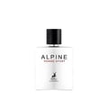 Maison Alhambra Alpine Homme Sport By Maison Alhambra Men 100ml — A white perfume bottle with a black cap, featuring the text "ALPINE HOMME SPORT" and a deer logo. | Maison Alhambra Alpine Homme Sport By Maison Alhambra Men 100ml — Botol minyak wangi putih dengan penutup hitam, menampilkan teks "ALPINE HOMME SPORT"