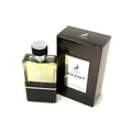 Maison Alhambra Avant by Maison Alhambra 100ml EDP Men — A clear glass perfume bottle with a black and silver cap sits next to its black presentation box on a white background. | Maison Alhambra Avant by Maison Alhambra 100ml EDP Men — Botol minyak wangi kaca jernih dengan penutup hitam dan perak terletak di sebelah