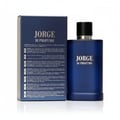Maison Alhambra Jorge Di Profumo Deep Blue by Maison Alhambra 100ml Men — A dark blue glass perfume bottle with a black cap stands next to its matching dark blue box, which has the brand and product name in white text. | Maison Alhambra Jorge Di Profumo Deep Blue by Maison Alhambra 100ml Men — Botol kaca biru gelap