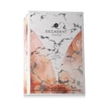 Maison Alhambra Decadent Wonder Her EDP 100 ml Alhambra — A white perfume box with a marble-like pattern in shades of pink and grey, featuring the brand name and product details. | Maison Alhambra Decadent Wonder Her EDP 100 ml Alhambra — Kotak minyak wangi putih dengan corak seperti marmar dalam warna merah jambu dan