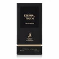 Maison Alhambra Eternal Touch — Black perfume box with gold deer logo and text 'ETERNAL TOUCH EAU DE PARFUM' and 'MAISON ALHAMBRA' | Maison Alhambra Eternal Touch — Kotak minyak wangi hitam dengan logo rusa emas dan teks 'ETERNAL TOUCH EAU DE PARFUM' dan 'MAISON ALHAMBRA'