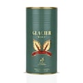 Maison Alhambra Glacier Bold by Maison Alhambra 100ml EDP — A tall, cylindrical, dark green perfume bottle with gold accents, featuring gold leaf graphics and text. | Maison Alhambra Glacier Bold by Maison Alhambra 100ml EDP — Botol minyak wangi silinder tinggi berwarna hijau gelap dengan aksen emas, menampilkan