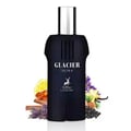 Maison Alhambra Glacier Ultra Man By Maison Alhambra Perfume EDP 100ml — A dark cylindrical can and a dark perfume bottle with a silver cap are displayed against a white background. | Maison Alhambra Glacier Ultra Man By Maison Alhambra Perfume EDP 100ml — Tin silinder gelap dan botol minyak wangi gelap dengan penutup
