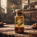 Maison Alhambra Mysterious Amber — A brown box and a clear glass bottle with a gold cap, both featuring the product name and brand logo. | Maison Alhambra Mysterious Amber — Kotak coklat dan botol kaca jernih dengan penutup emas, kedua-duanya memaparkan nama produk dan logo jenama.