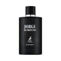 Maison Alhambra Jorge Di Profumo — Black perfume box and bottle with deer logo and text "JORGE DI PROFUMO" | Maison Alhambra Jorge Di Profumo — Kotak dan botol minyak wangi hitam dengan logo rusa dan teks "JORGE DI PROFUMO"