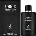 Maison Alhambra Jorge Di Profumo — Black perfume box and bottle with deer logo and text "JORGE DI PROFUMO" | Maison Alhambra Jorge Di Profumo — Kotak dan botol minyak wangi hitam dengan logo rusa dan teks "JORGE DI PROFUMO"