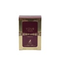 Maison Alhambra Tobacco Your Touch — A gold and burgundy perfume box with "YOUR TOUCH" and "TOBACCO" text, featuring a deer logo and "EAU DE PARFUM" details. | Maison Alhambra Tobacco Your Touch — Kotak minyak wangi emas dan merah lembayung dengan teks "YOUR TOUCH" dan "TOBACCO", menampilkan logo rusa dan butiran "EAU
