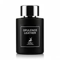 Maison Alhambra Opulence Leather — Black perfume bottle with a silver cap and a black label featuring a deer logo and the text "OPULENCE LEATHER" and "MAISON ALHAMBRA". | Botol minyak wangi hitam dengan penutup perak dan label hitam menampilkan logo rusa serta teks "OPULENCE LEATHER" dan "MAISON ALHAMBRA".