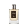 Maison Alhambra Kismet Moscow by Maison Alhambra 100ml EDP — A clear glass perfume bottle with a silver ribbed cap and a dark brown label featuring a deer silhouette and "Kismet Moscow" text. | Maison Alhambra Kismet Moscow by Maison Alhambra 100ml EDP — Botol minyak wangi kaca jernih dengan penutup berjalur perak dan