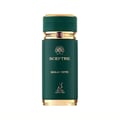Maison Alhambra Sceptre Malachite — A tall, dark green perfume bottle with gold accents and a small purple gem on the cap, featuring the brand logo and name | Maison Alhambra Sceptre Malachite — Botol minyak wangi hijau gelap tinggi dengan aksen emas dan permata ungu kecil pada penutup, menampilkan logo dan nama jenama