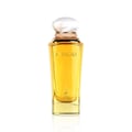 Maison Alhambra Athena Eau de Parfum 100 ml Ville Femme — A tall, clear glass perfume bottle with golden liquid and a white, pearl-like cap, featuring the brand name 'ATHENA' and a deer logo on the front. | Maison Alhambra Athena Eau de Parfum 100 ml Ville Femme — Botol kaca jernih tinggi dengan cecair keemasan dan