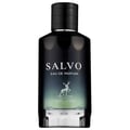 Maison Alhambra Salvo by Maison Alhambra For Him 100ml — A black glass perfume bottle with a gradient from dark blue to green, featuring white text "SALVO EAU DE PARFUM" and a silver stag logo above "MAISON ALHAMBRA". | Maison Alhambra Salvo by Maison Alhambra For Him 100ml — Botol minyak wangi kaca hitam dengan