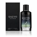 Maison Alhambra Salvo Eau De Parfum — A black box and a black perfume bottle with a deer logo and gradient color are displayed side-by-side against a white background. | Maison Alhambra Salvo Eau De Parfum — Sekotak hitam dan sebotol minyak wangi hitam dengan logo rusa dan warna gradien dipamerkan bersebelahan dengan